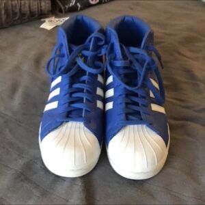 Adidas Originals Blue and White High-Top Athletic Shoes